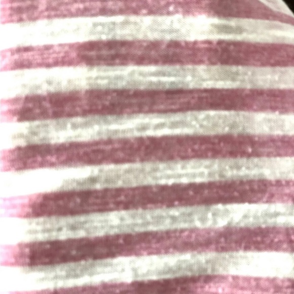 J Brand Pink & White Striped Tee - Semi-Sheer V-Neck Short Sleeves - Size Medium - Picture 5 of 6